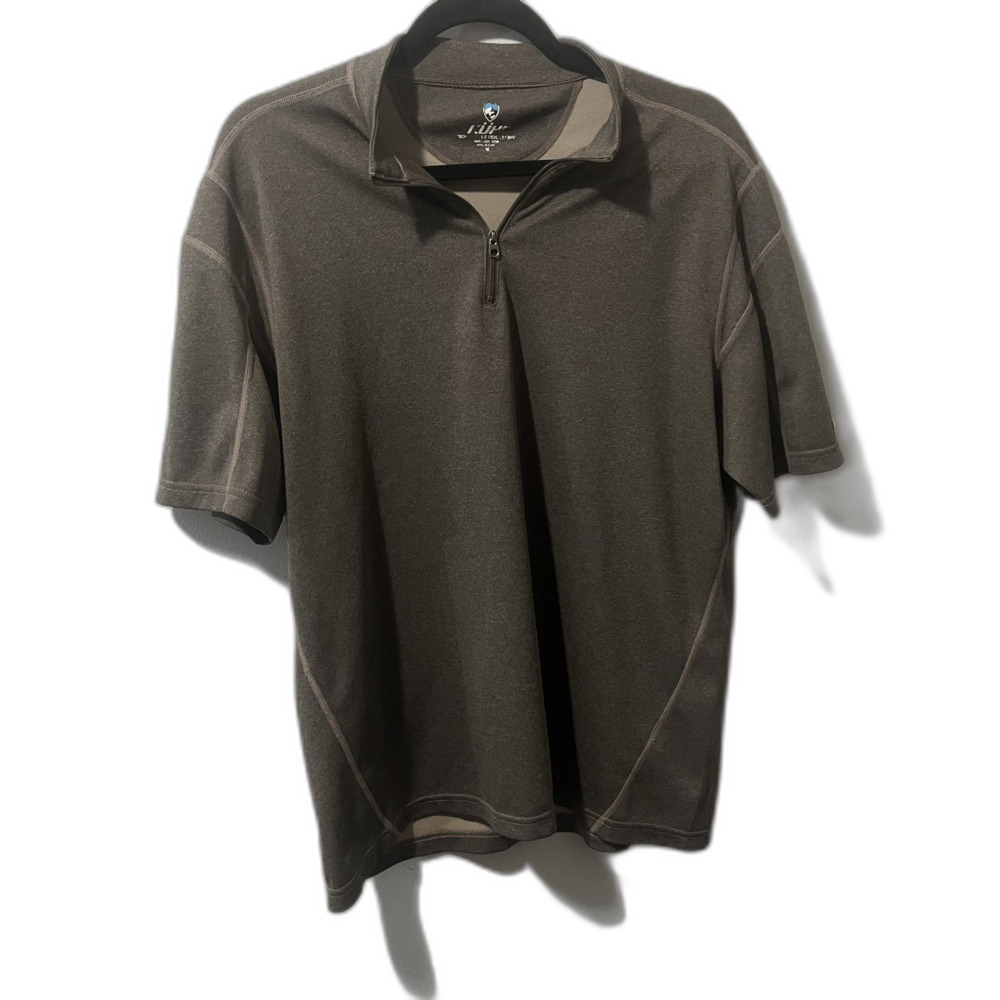 Kuhl Shirt Mens M Quarter Zip Brown Short Sleeve Coffeenna Outdoors Hiking